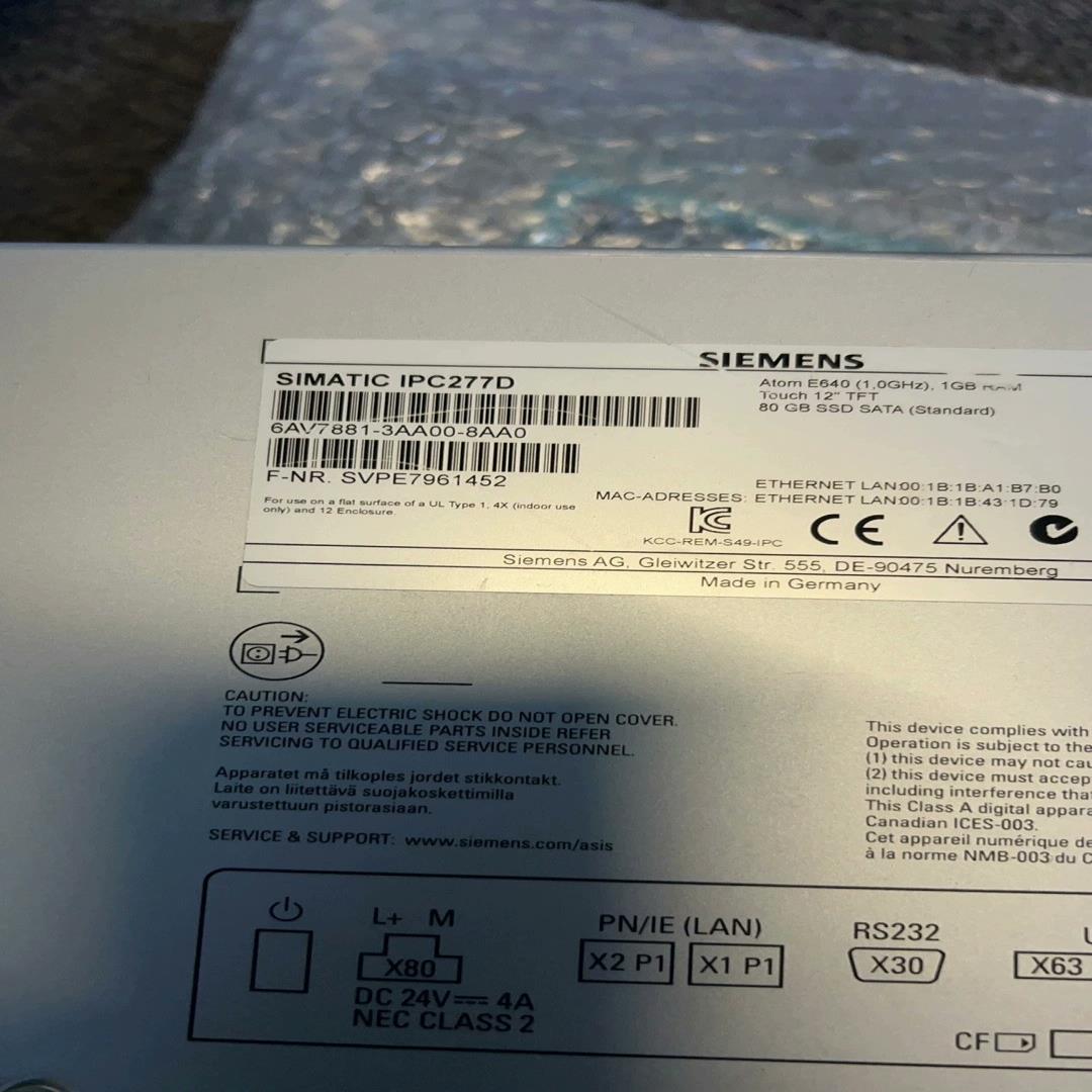 #SIEMENS/西门子 6AV7881-3AA00-8AA
