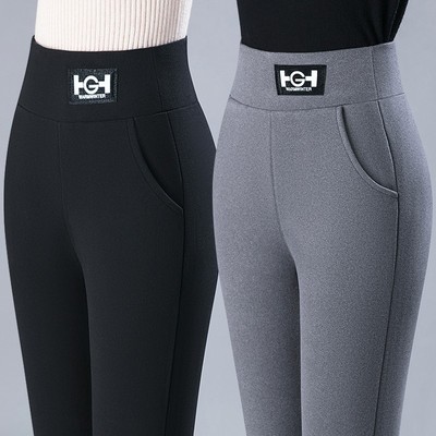 百琴女装德绒冬季加绒加厚打底裤女士新款外穿女士高腰显瘦保暖裤