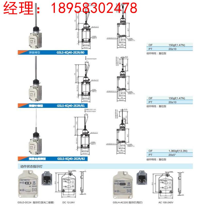 供应全新GSEE行程开关GSLS-KQ40-2E2R/81 GSLS-KQ40-2E2R/82