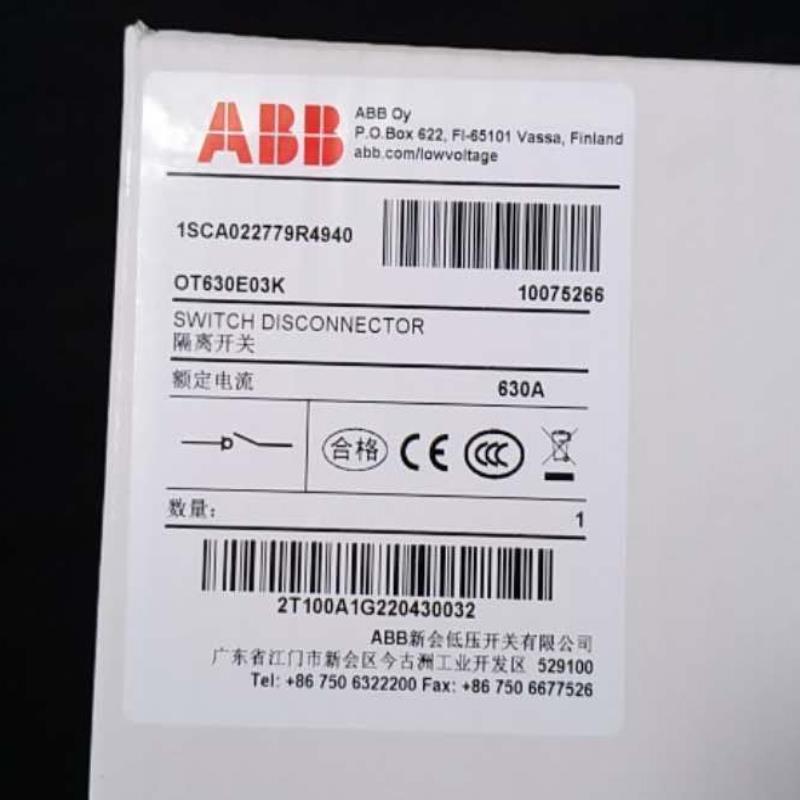 ABB隔离开关 OT630E03K，OT630ES03K  630A议价