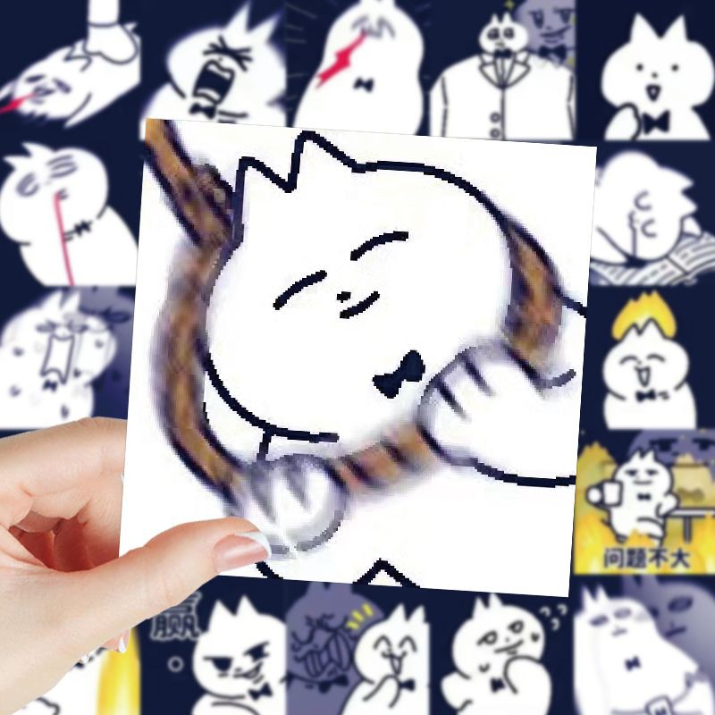 198张卡通可爱领结猫表情包贴纸笔记本电脑手账本手机壳装饰贴画