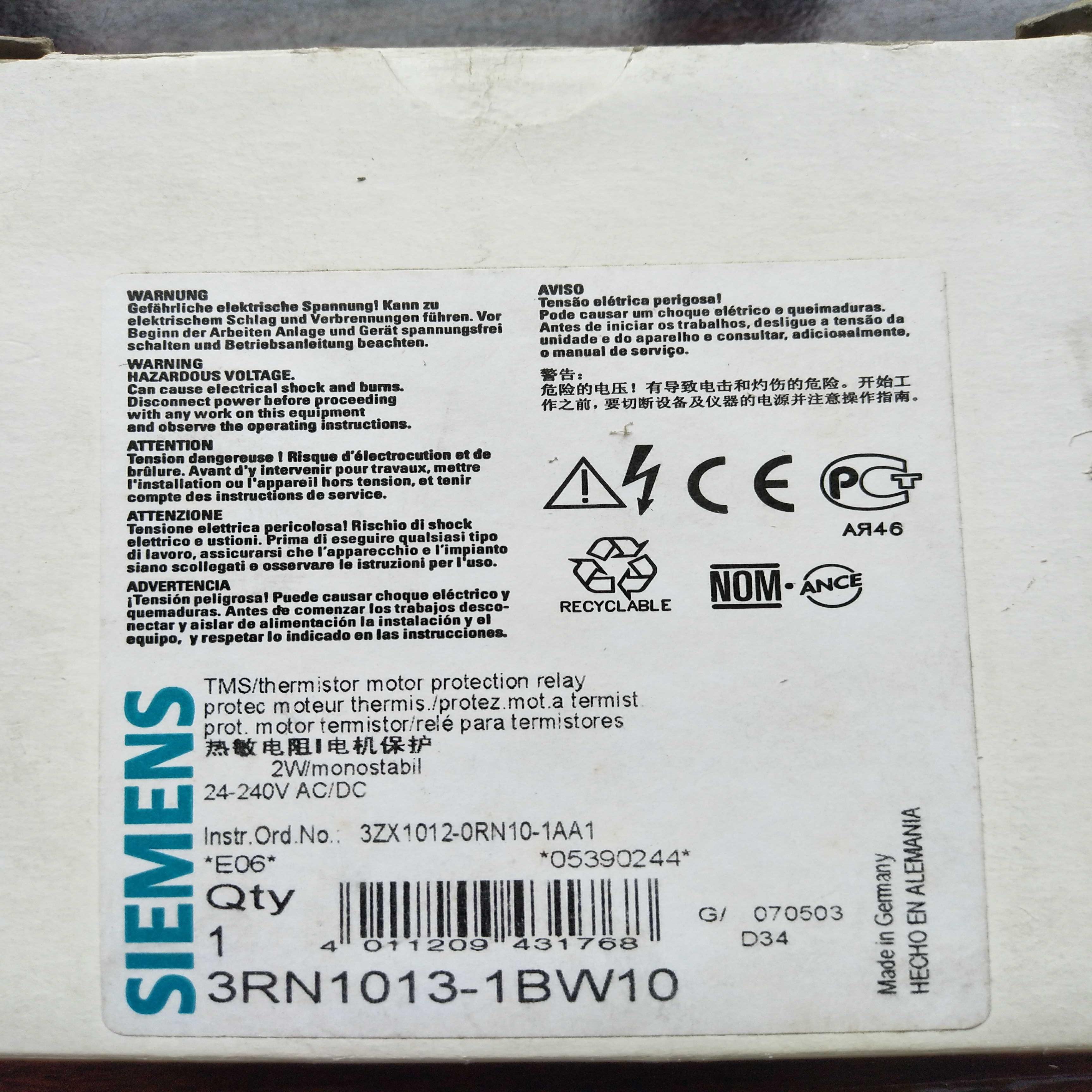 3RN1013-1BW01 热敏电阻电机保护议价