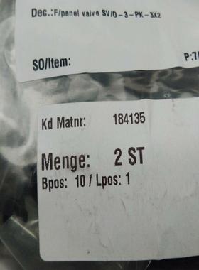 FESTO 184135 SV/O-3-PK-3X2  前面板阀