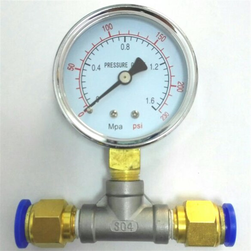压力表 含60mm1.6mpa压力表和三通1只 含接外径12mm的气管接头2只