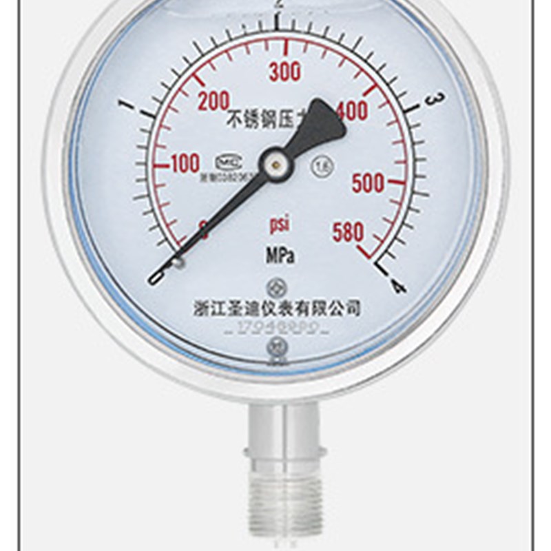 YN-100BF不锈钢耐震压力表真空表抗震防震液压油压表表面100MM