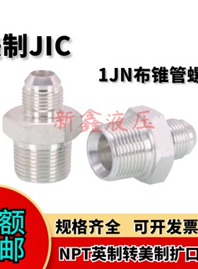 液压油管过渡接头1JN英制NPT外螺纹美制JIC扩口74度外锥外丝直通
