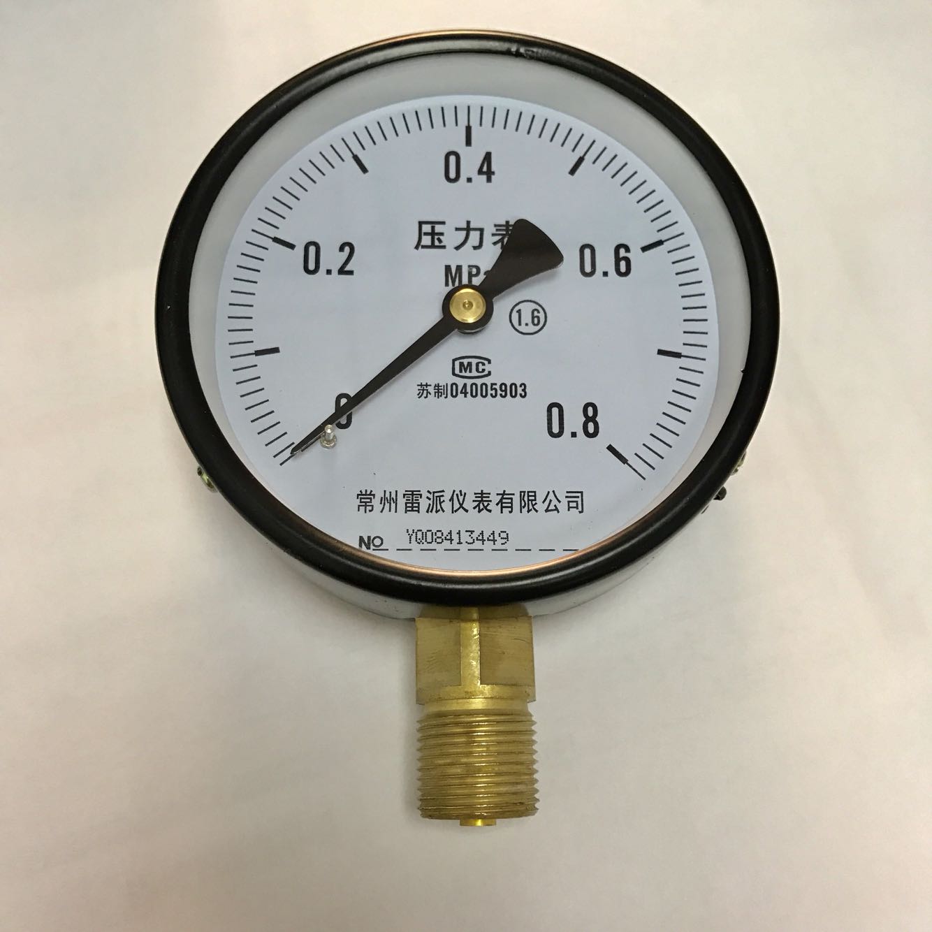 压力表 y-100 0-0.8mpa 直径100mm 铜螺纹m20x1.5 径向 压力8公斤