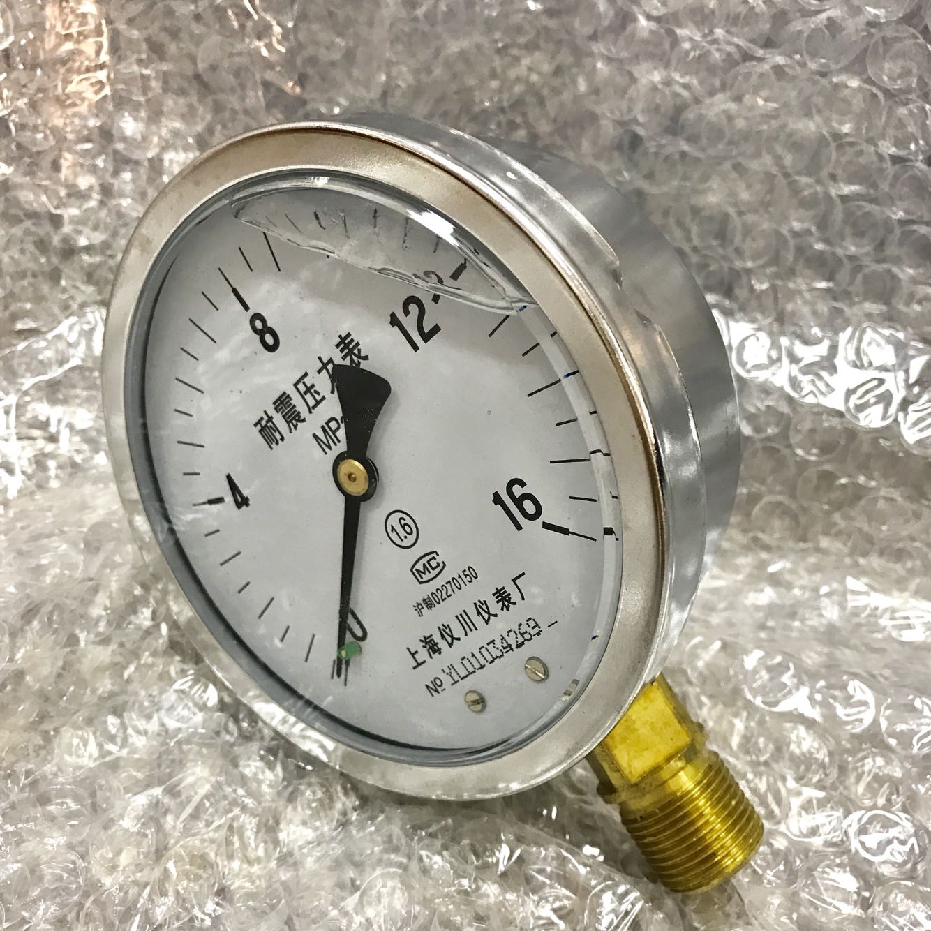 直径100mm 压力16mpa 耐震压力表 YN-100 0-16mpa 铜螺纹m20x1.5