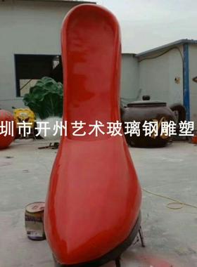 红色鞋子模型雕塑玻璃钢大型高跟鞋雕塑彩绘商场大厅户外广场摆件