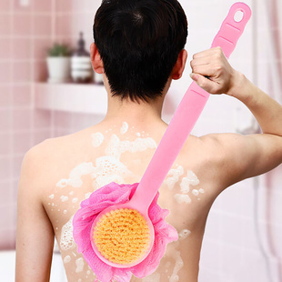 韩式 双面洗澡搓背沐浴刷子后背带浴花球长柄搓泥软毛大号搓澡神器