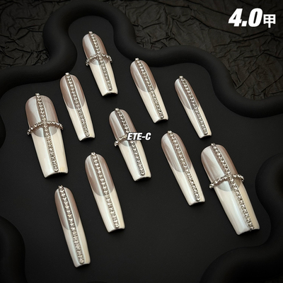 C+圣光 重工亚文化新款欧美高级小众超长美甲穿戴甲法式辣妹手工