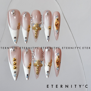 C+圣洁玛丽重工亚文化新款高级小众中长款手工美甲穿戴甲辣妹欧美