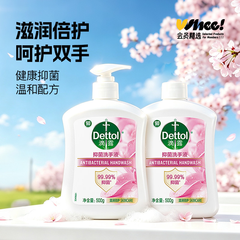 会员精选滴露抑菌洗手液滋润倍护500g*2瓶