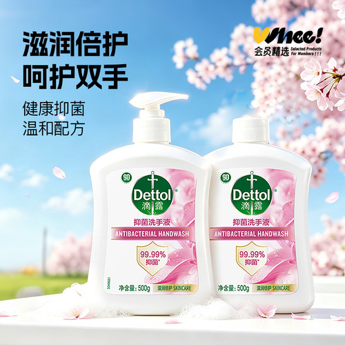 会员精选滴露抑菌洗手液滋润倍护500g*2瓶