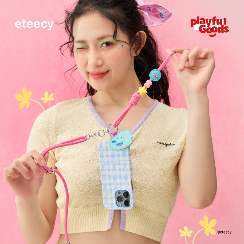 有点淘气×Eteecy春日多巴胺编织手机挂绳可搭配PU零钱包耳机包图片