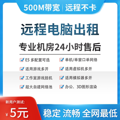 远程电脑出租用E5显卡云服务器物理机游戏模拟器虚拟机多开单窗口