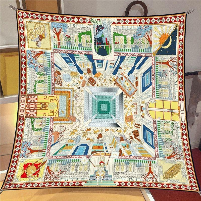 定制logo斜纹绸真丝丝巾春夏季印花防晒围巾丝巾方巾装饰scarf