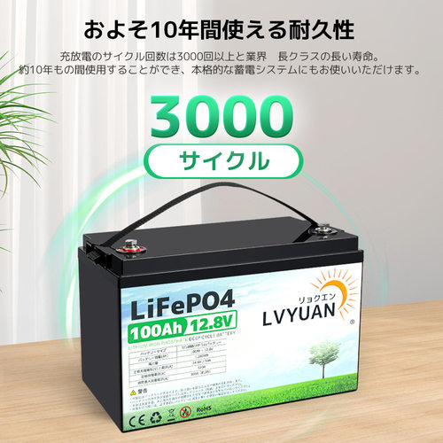 LVYUAN 12V/24磷酸铁锂电池5/10度电 铅改锂 25V 12V100AH/200AH