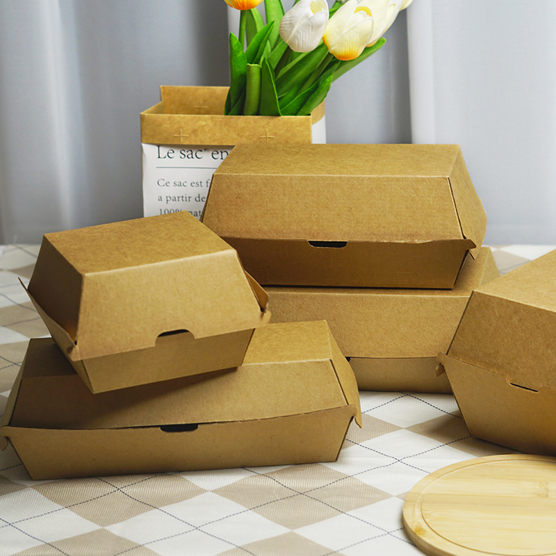 汉堡炸鸡外卖包装盒免折商用特硬