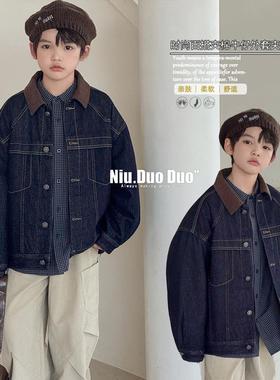 牛哆哆童装2025秋冬新款男女童韩版时尚翻领夹棉牛仔外套潮82230