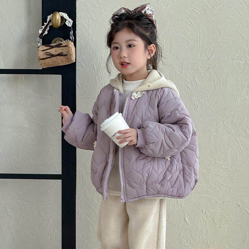 女童2025新款外套儿童加绒夹棉棉衣网红炸街洋气薄款宝宝秋冬装潮