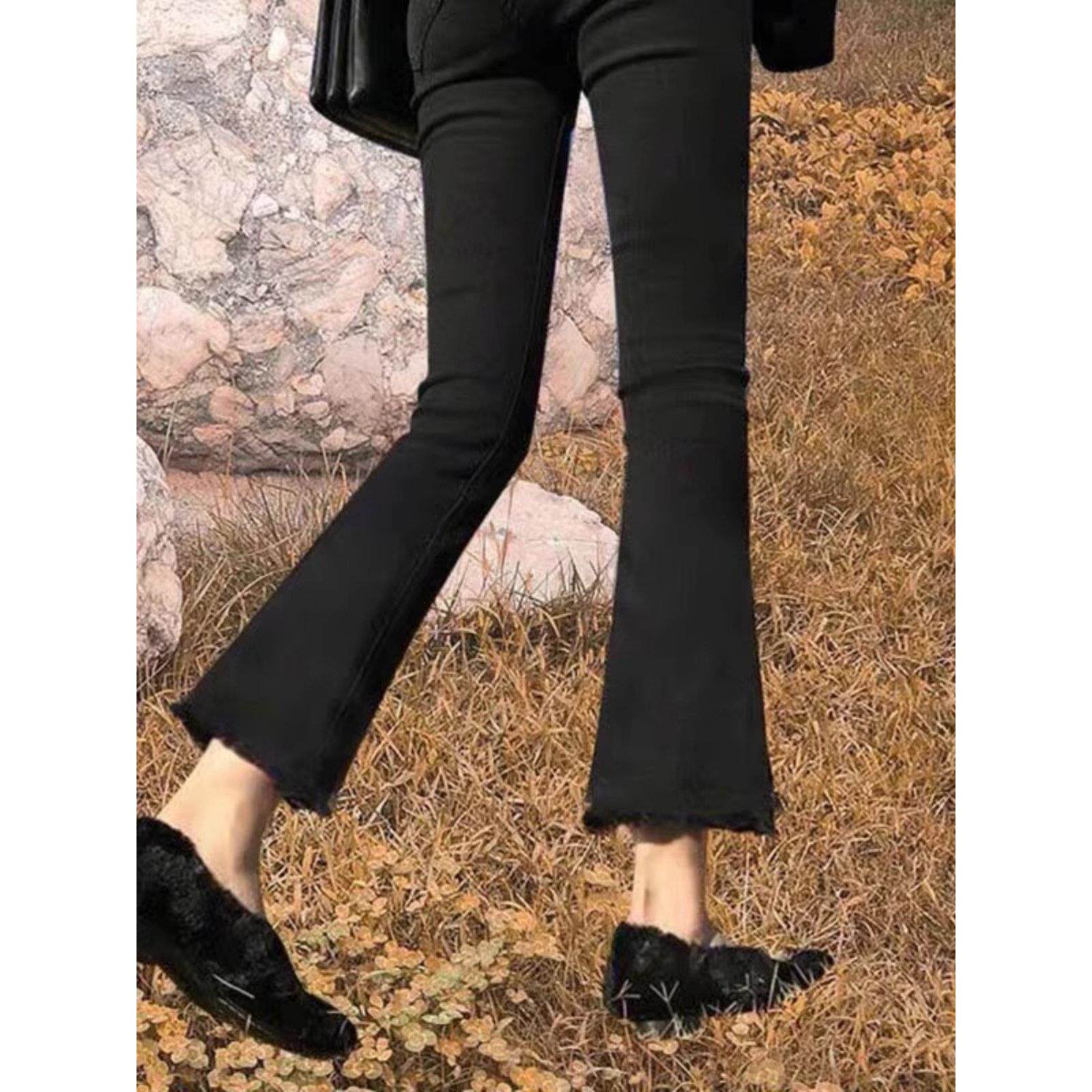 黑色微喇叭牛仔裤女2025年新款夏薄款七八九分高腰显瘦春秋小个子