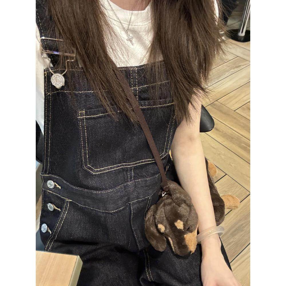 牛仔背带裤女2025新款小个子工装美式复古慵懒风宽松高腰直筒阔腿