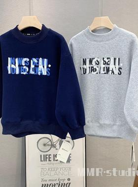 牛哆哆童装 儿童韩版一体绒卫衣2025冬男女童字母洋气套头衫76222