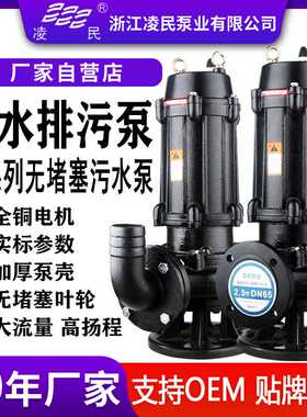WQF大流量污水泵家用220V抽粪排污泵工地泥浆渣桨潜水泵三相380V