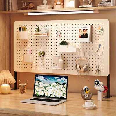 桌面洞洞板置物架免打孔立式学习书桌电脑桌收纳隔板可拆卸收纳架