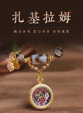 直播批发新款复古吊坠绳扎基拉姆唐卡项链绳手工编织藏式风毛衣链