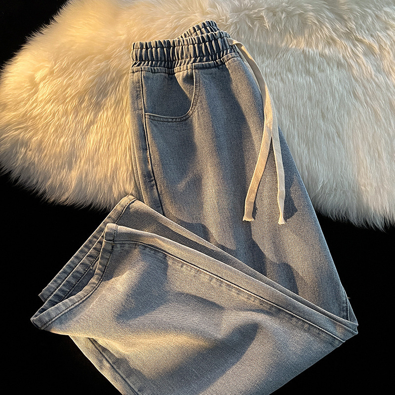 UC松紧腰牛仔裤女潮ins直