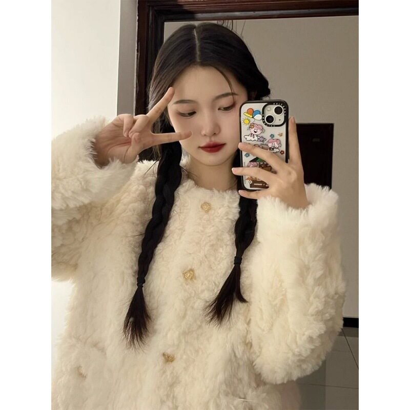 UC羊羔毛外套女小香风小