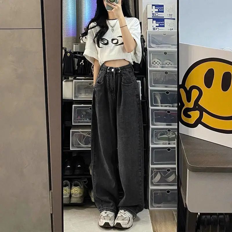 UC黑灰牛仔裤女春秋新款