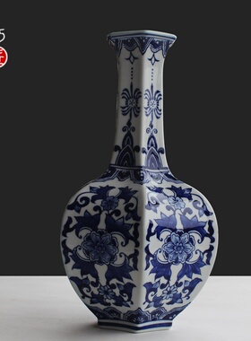 陶瓷摆件家居客厅仿古青花瓷工艺品摆设中式插花装饰大花瓶