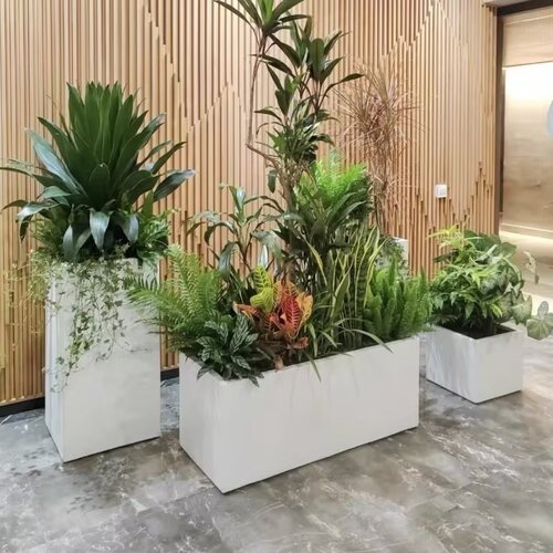 不锈钢花箱阳台花园布置造景金属花盆长方形长条耐用成品花箱