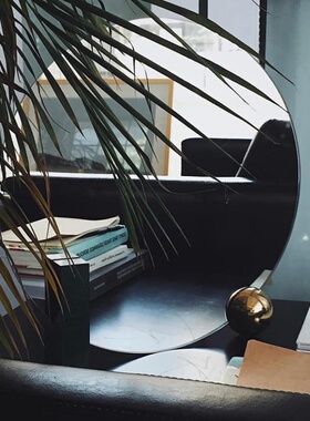 轻奢创意镜子大理石台面摆件北欧现代家居客厅软装饰工艺品摆设