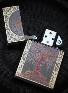 METEOR 火胄二代 钛合金打火机 生命之树 唐草花 锦鲤  激光雕刻