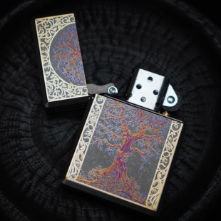 METEOR 火胄二代 钛合金打火机 生命之树 唐草花 锦鲤 激光雕刻