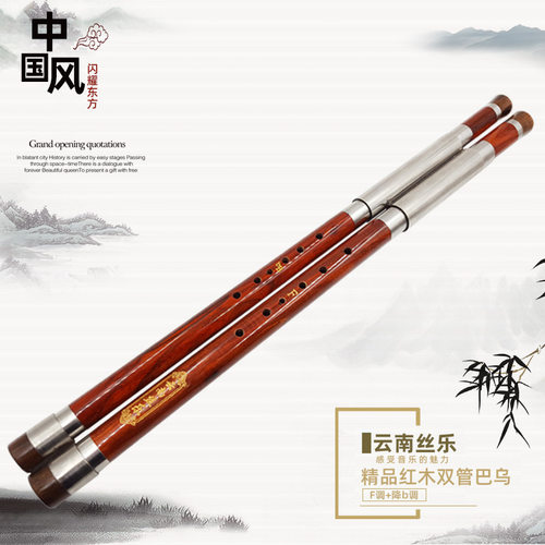 云南芦丝情乐器 演奏型双管巴乌 横吹可拆卸 F调/降B调