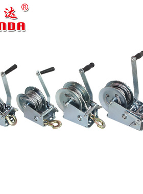 手摇绞盘小型便携卷扬机1200lbs手动绞车600磅钢丝绳手摇绞盘