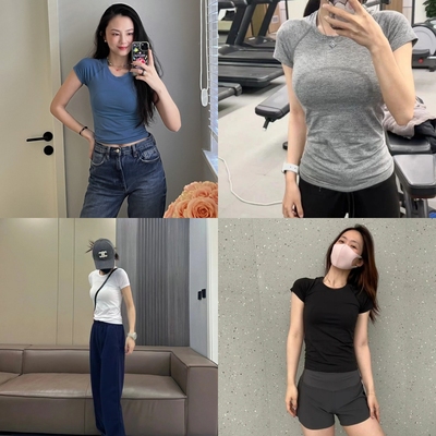 lu款~Swiftly Tech夏吸汗透气速干瑜伽跑步健身服女士运动短袖T恤