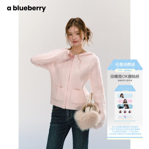 ablueberry复古麻花针织开衫女
