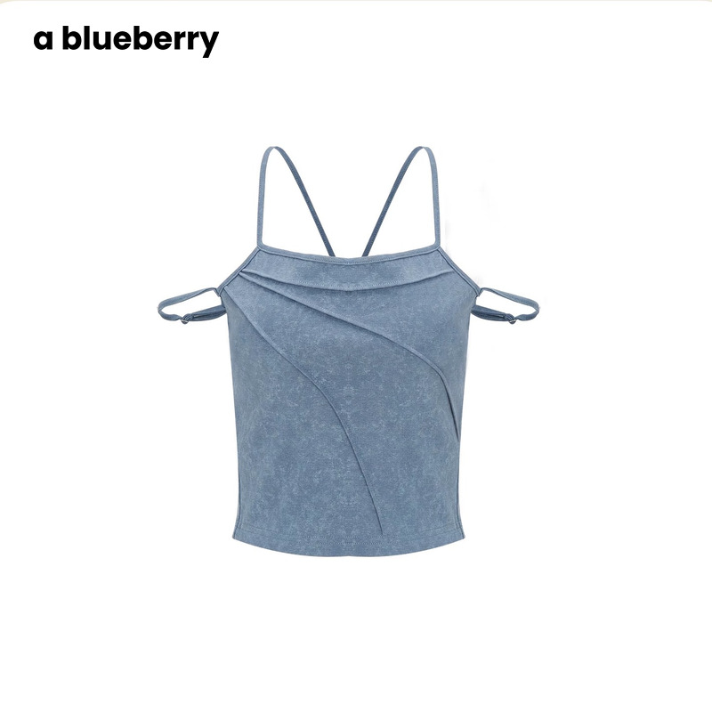 ablueberry 不规则斜线吊带春夏辣妹设计感韩版上衣女门店同款