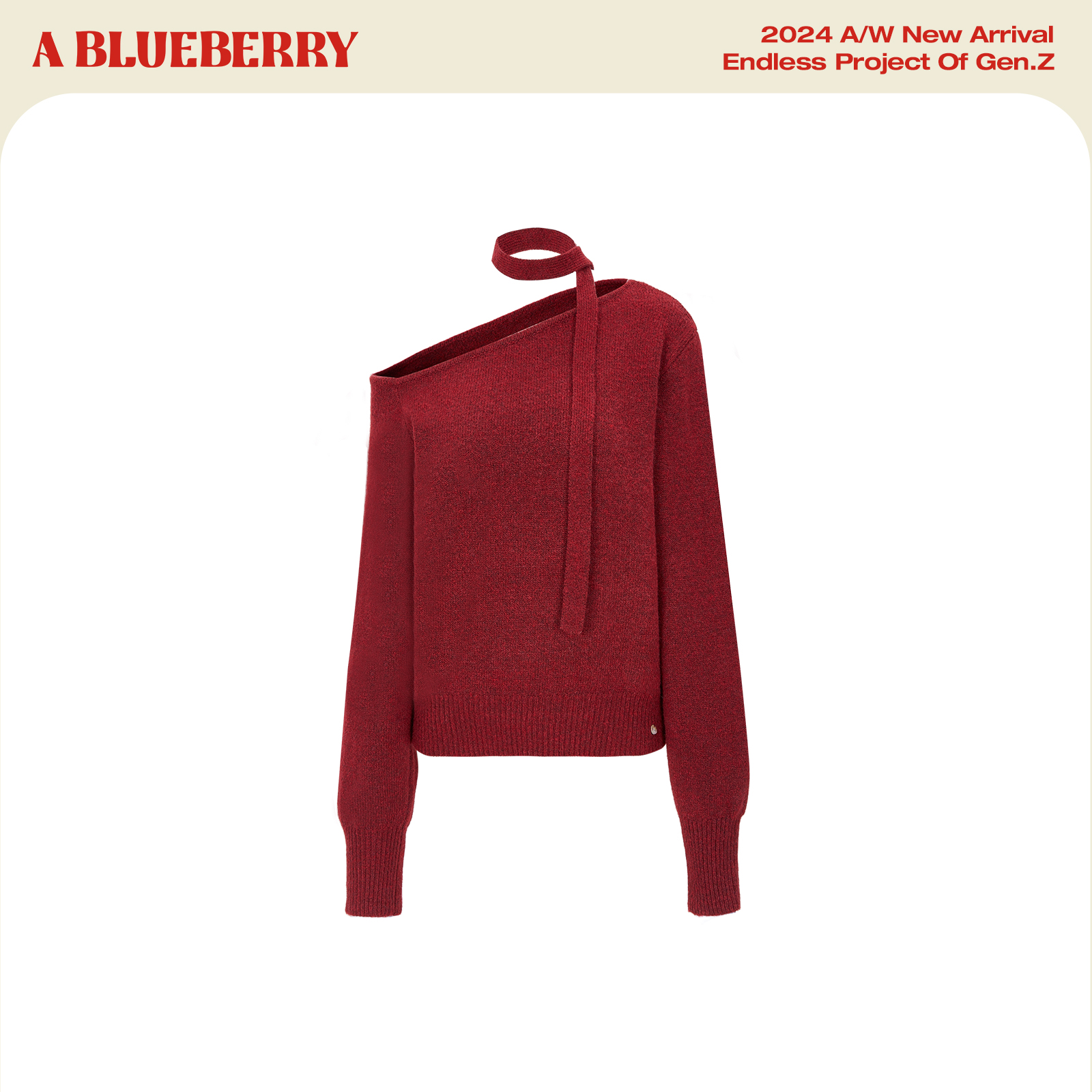 ablueberry 时尚设计感韩版系带毛衣女春季显瘦辣妹高级感针织衫