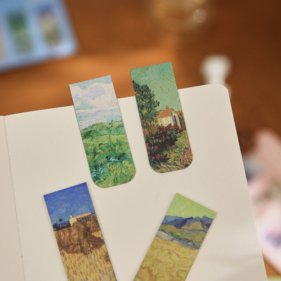 梵高莫奈油画风磁吸书签4枚入