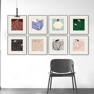 北欧马蒂斯抽象人物装 饰画小众艺术氛围挂画客厅沙发背景墙组合画