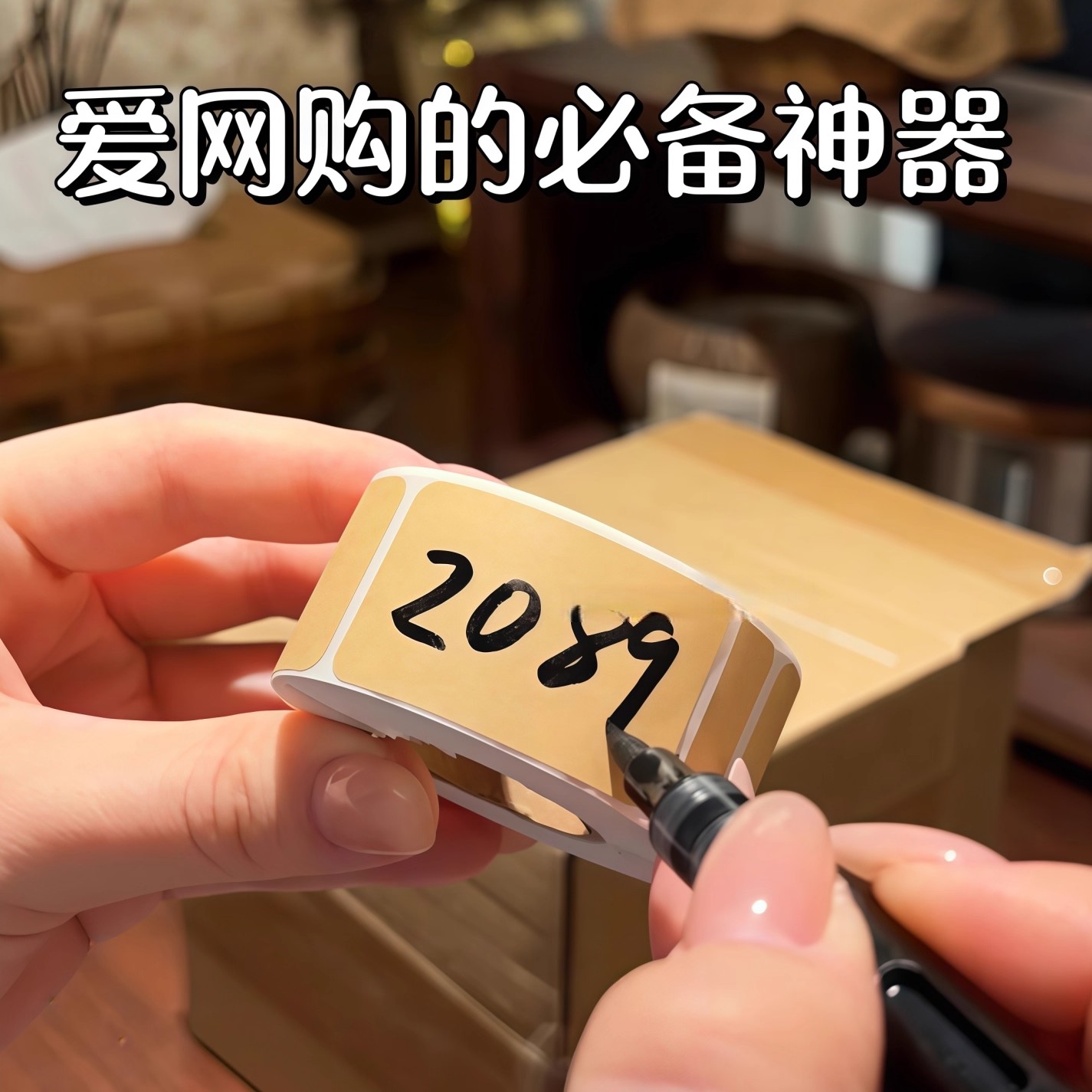 i人友好的上门取件贴纸！可撕防水牛皮标签贴自粘便签姓名记号贴