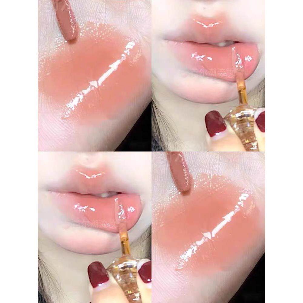 巨温柔 冰透泰式奶咖色裸粉奶茶冻唇釉镜面水光藕粉色裸色系口红