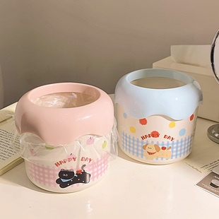 可爱卡通ins桌面奶油多巴胺迷你小型垃圾桶办公室桌上高颜值纸篓
